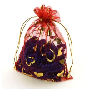 1pc Heart Organza Pouch Love Drawstring Valentines Bag Wedding Souvenir