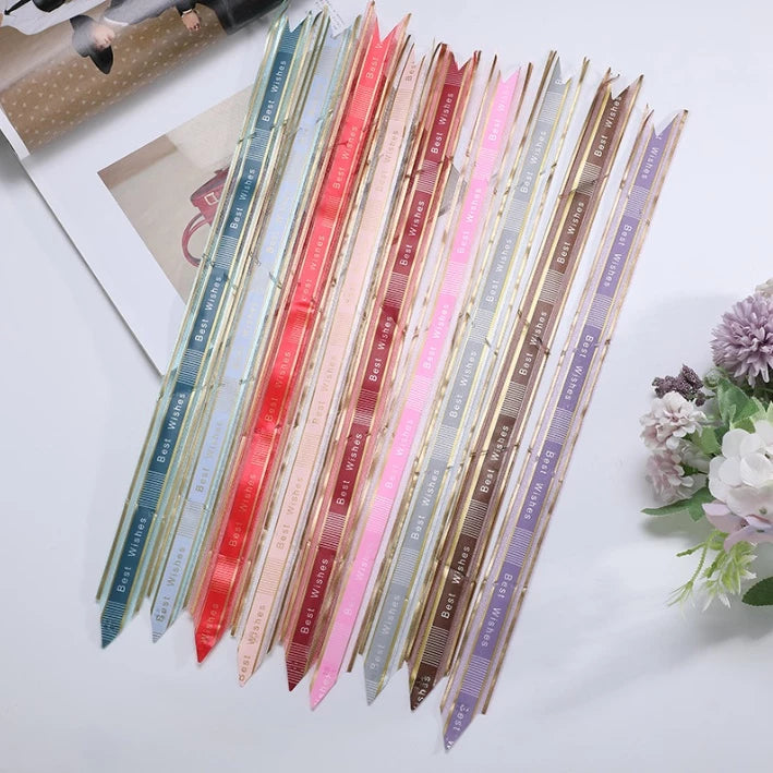 (10pcs) Hand-pulled "BEST WISHES" bows Ribbon gift & wrapping flower ribbon