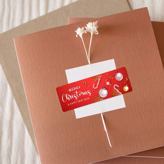 120 pcs/roll red roll Christmas long sticker gift box seal sticker label