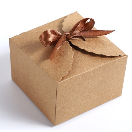 1pc Kraft Paper Gift Box with ribbon for giveaways party and gifts