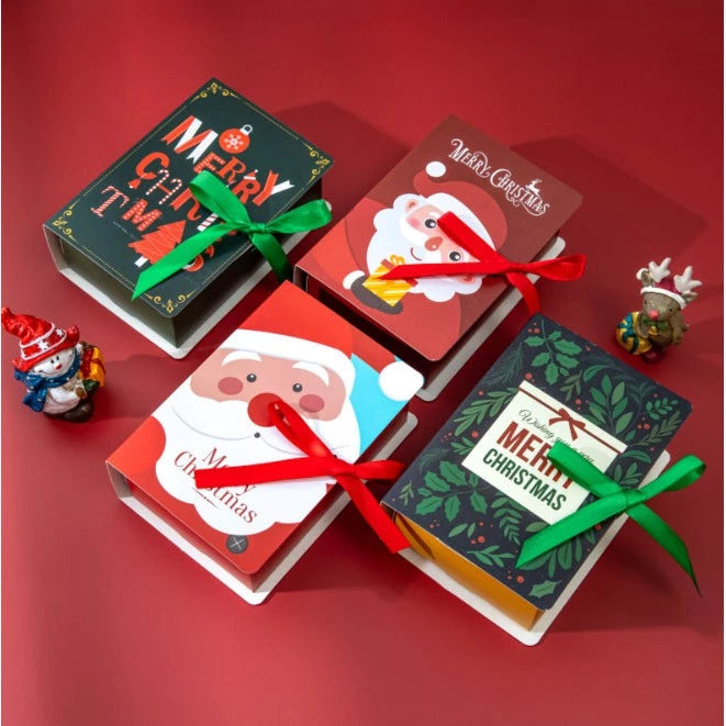 Book Shape Merry Christmas Candy Bag Xmas Santa Claus Gift Box Christmas Candy Box