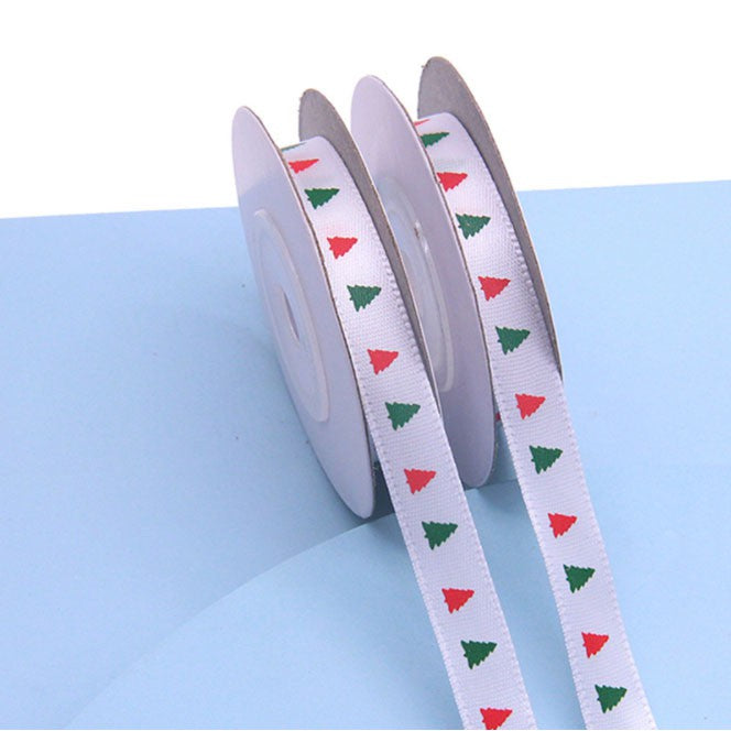5.4/25Yards DIY Jacquard Christmas Silk Ribbon 1cm Scrapbook Wrapping Xmas Decorations Supplies