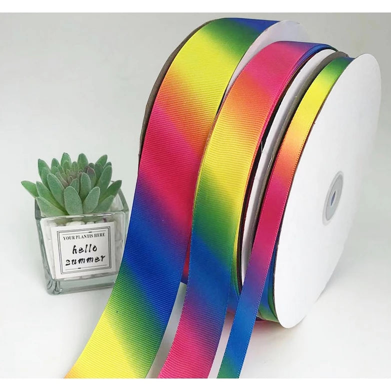 (5 yards) Rainbow GROSGRAIN ribbon wedding celebration holiday celebration decoration Ribbon
