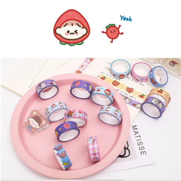 Washi Paper Tape Cute Girl Heart DIY Hand Account Material Decoration Colorful Stickers 5 Meters