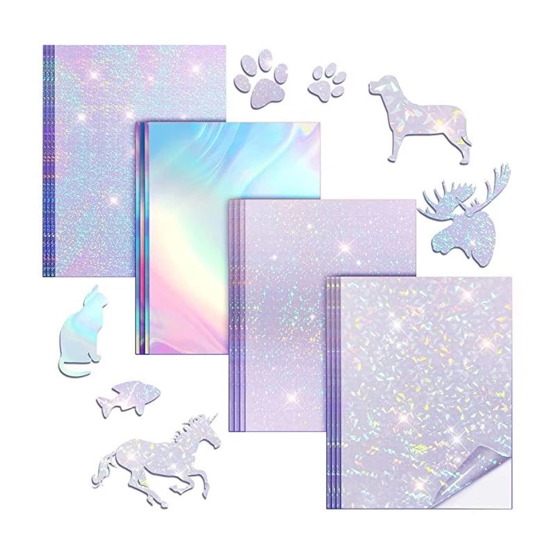 (20pcs) A4 Printable Holographic Sticker Pet vinyl Laser Sticker Waterproof
