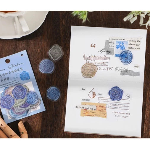 40pcs Wax Seal Stickers Deco PET Transparent Decals Vintage Sealing Stickers Scrapbooking