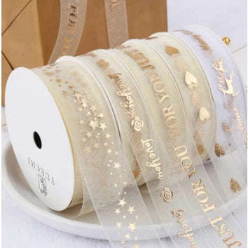2.5cm (10 yards/roll) Bronze organza ribbon gift wrapping Ribbons