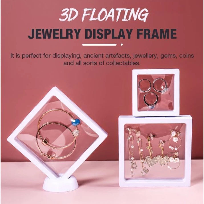 Floating Frame 3D Display Jewelry Box Suspension Storage PE Film Antioxidation Organizer