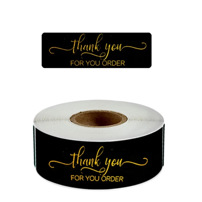 120pcs | THANK YOU rectangular Gold Print thank you sticker tape label