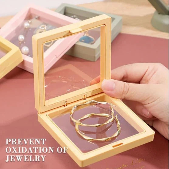 Floating Frame 3D Display Jewelry Box Suspension Storage PE Film Antioxidation Organizer
