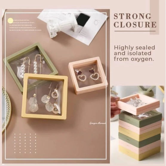 Floating Frame 3D Display Jewelry Box Suspension Storage PE Film Antioxidation Organizer