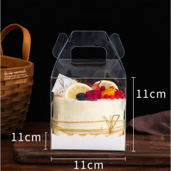 5pcs | CLEAR ACETATE TRANSPARENT MINI BOX | Clear Square Box for Mini Cakes with Pastry Liner
