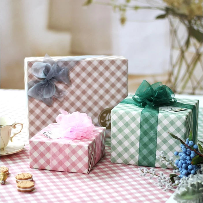(5pcs) Checkered gift wrapping paper retro nostalgic elegant size birthday Wrapping paper