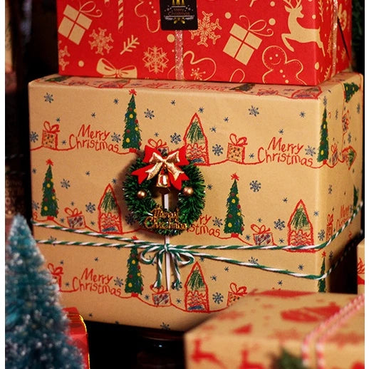 5 Sheets/roll CHRISTMAS Kraft Gift Wrapper Christmas Gift Present Paper Gift paper