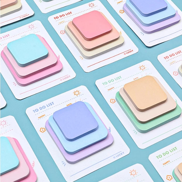 3 Size Square Sticky Notes Creative Paste able 3 Color Paper Memo Pads
