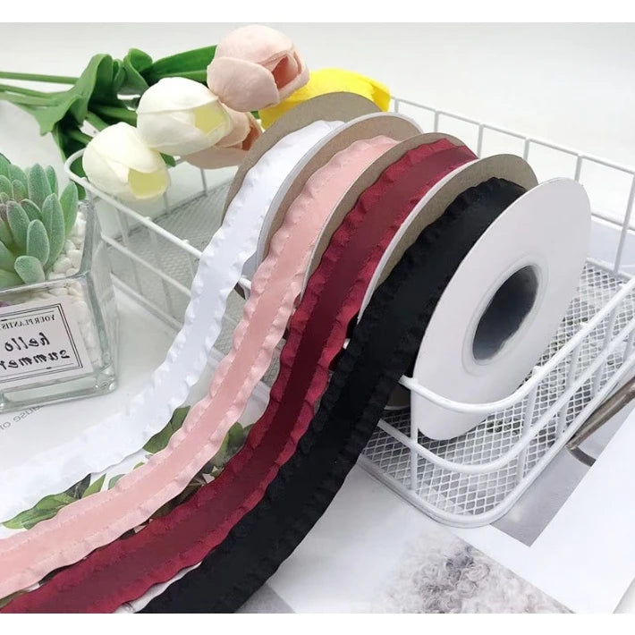 1roll |2.2cm Korean polyester ruffled ribbon flower packaging handmade DIY hair accessories