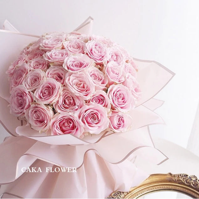 20pcs Gold Edge Waterproof Floral Wrapping Paper Sheets Frosted Bouquet Packaging Paper