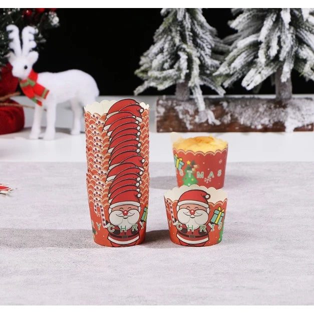 50pcs | Christmas Cupcake Paper Cup Oilproof Cupcake Liner Muffin Baking Cup Tray