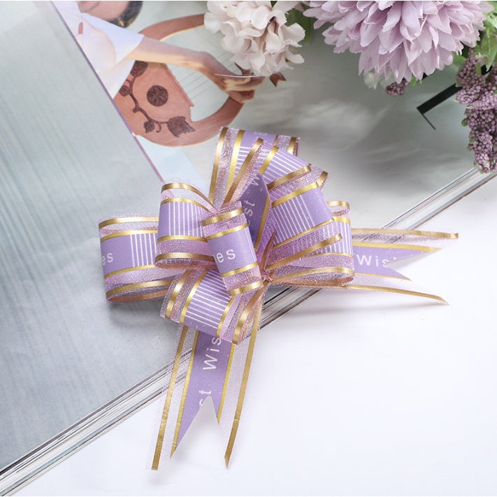 (10pcs) Hand-pulled "BEST WISHES" bows Ribbon gift & wrapping flower ribbon