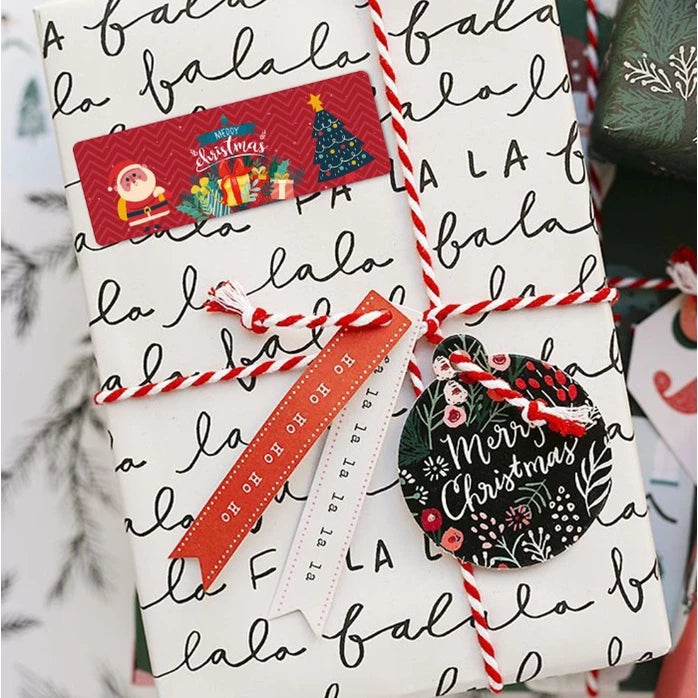 120 pcs/roll red roll Christmas long sticker gift box seal sticker label