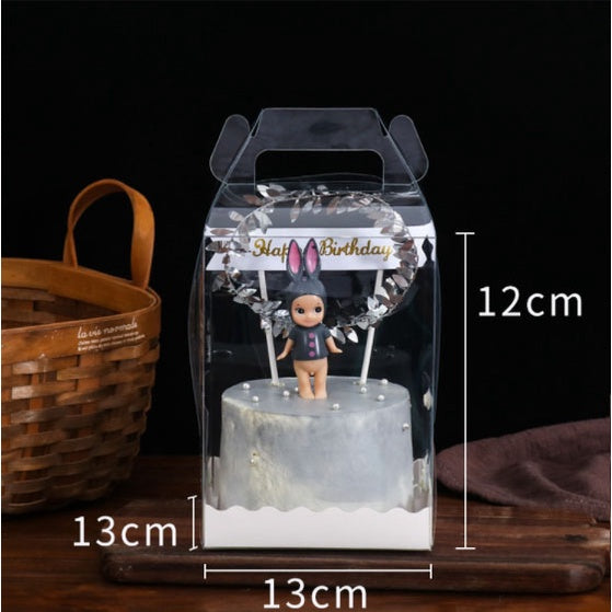5pcs | CLEAR ACETATE TRANSPARENT MINI BOX | Clear Square Box for Mini Cakes with Pastry Liner