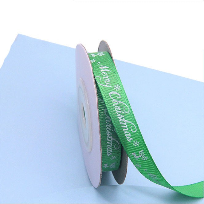 5.4/25Yards DIY Jacquard Christmas Silk Ribbon 1cm Scrapbook Wrapping Xmas Decorations Supplies