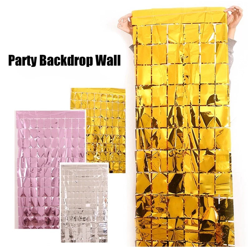 (2 METERS) SQUARE foil curtain party needs birthday decor party decorations foil curtain