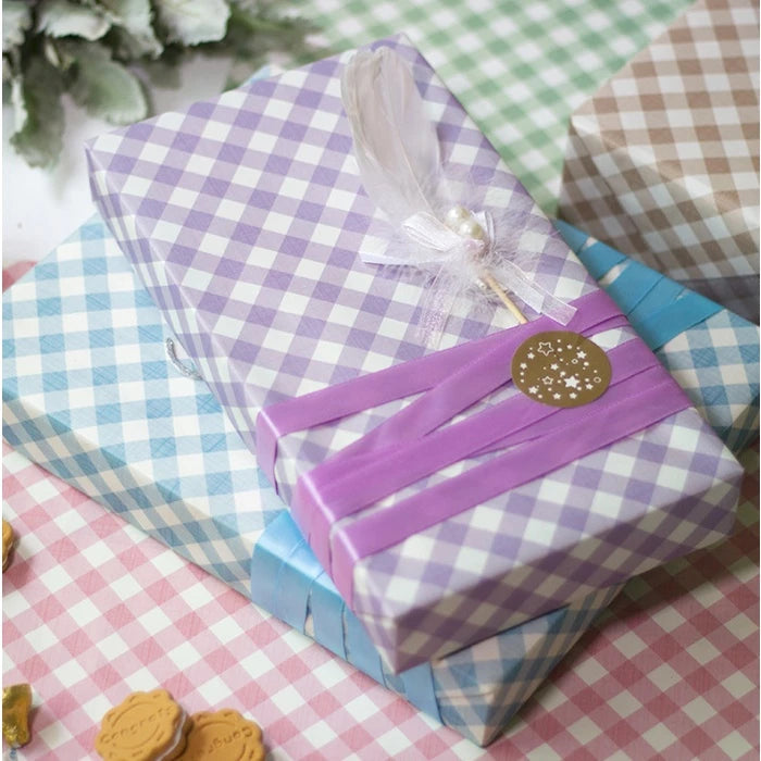 (5pcs) Checkered gift wrapping paper retro nostalgic elegant size birthday Wrapping paper
