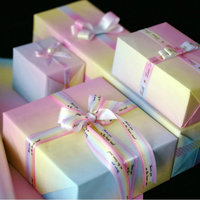 (5pcs) Rainbow Gradient Color Gift Wrapping Paper Roll Gift Wrapping Paper