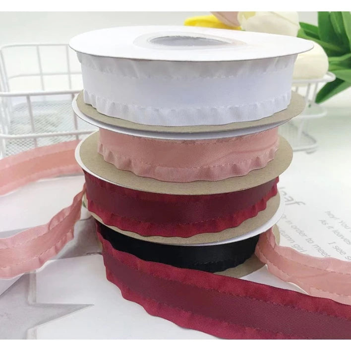 1roll |2.2cm Korean polyester ruffled ribbon flower packaging handmade DIY hair accessories
