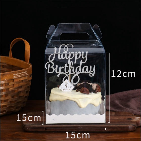 5pcs | CLEAR ACETATE TRANSPARENT MINI BOX | Clear Square Box for Mini Cakes with Pastry Liner