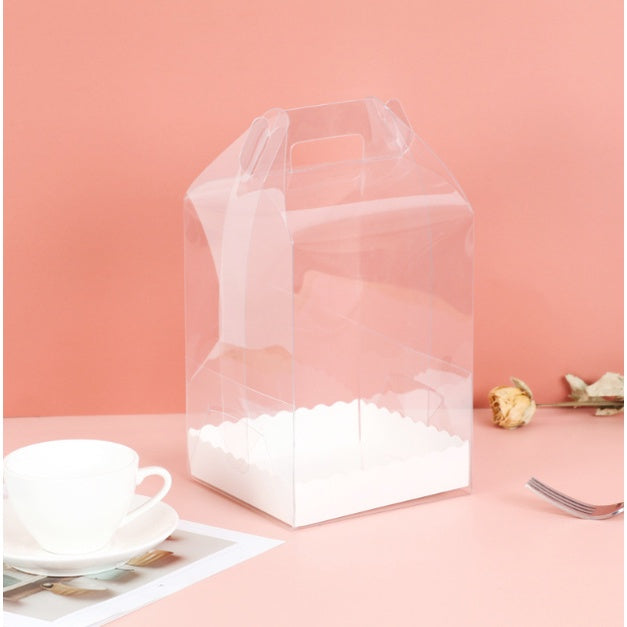 5pcs | CLEAR ACETATE TRANSPARENT MINI BOX | Clear Square Box for Mini Cakes with Pastry Liner