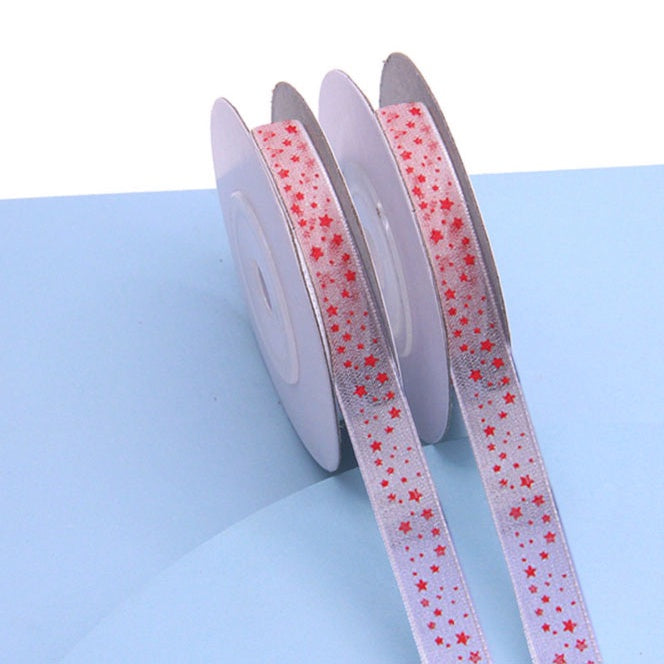 5.4/25Yards DIY Jacquard Christmas Silk Ribbon 1cm Scrapbook Wrapping Xmas Decorations Supplies