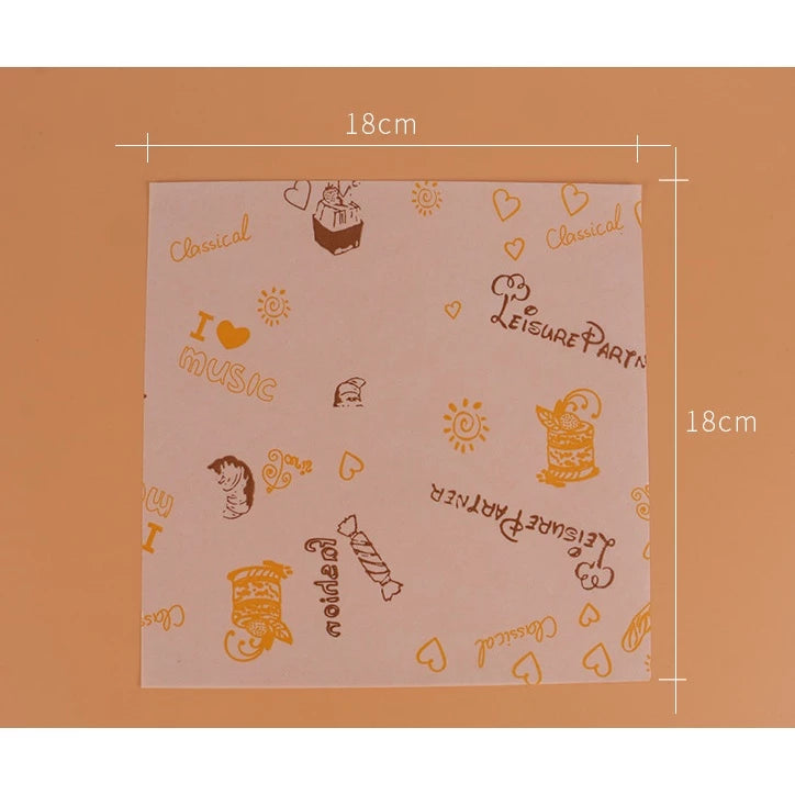 50 Sheets Packaging Pad Paper Bento Cake Box Hamburger Oil-proof Baking Tool 18*18cm