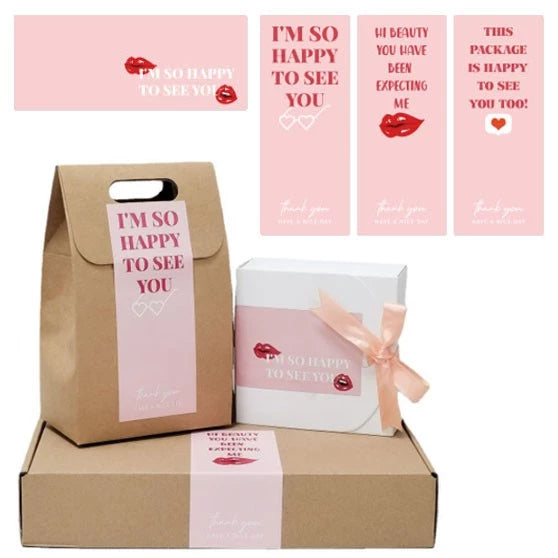 PINK Rectangular stickers gift box sealed sticker