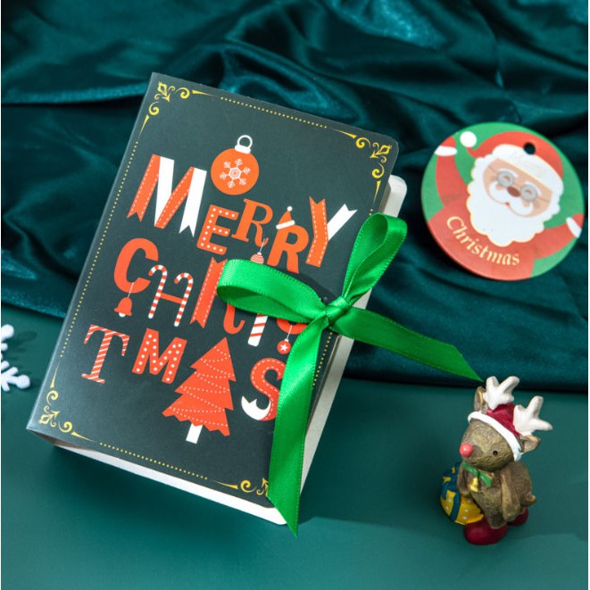 Book Shape Merry Christmas Candy Bag Xmas Santa Claus Gift Box Christmas Candy Box