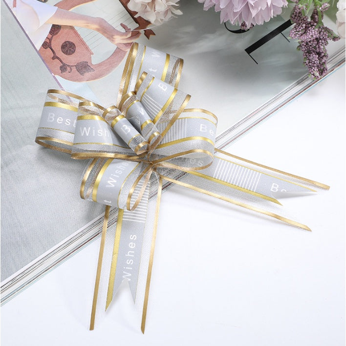 (10pcs) Hand-pulled "BEST WISHES" bows Ribbon gift & wrapping flower ribbon