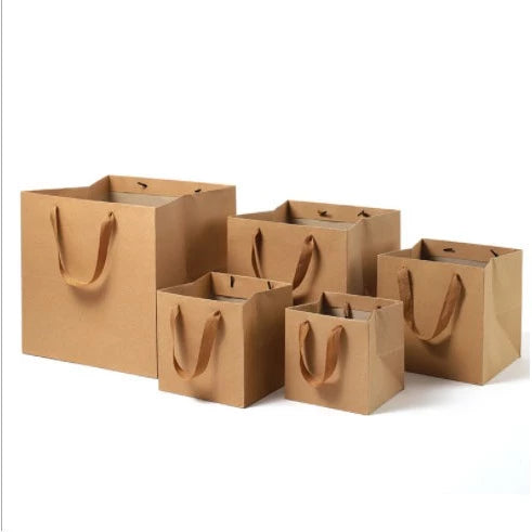 Square Brown/Black cake box Kraft Paper Bag Plain Handbag Gift takeaway Bag Paper bag