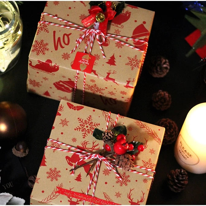 5 Sheets/roll CHRISTMAS Kraft Gift Wrapper Christmas Gift Present Paper Gift paper