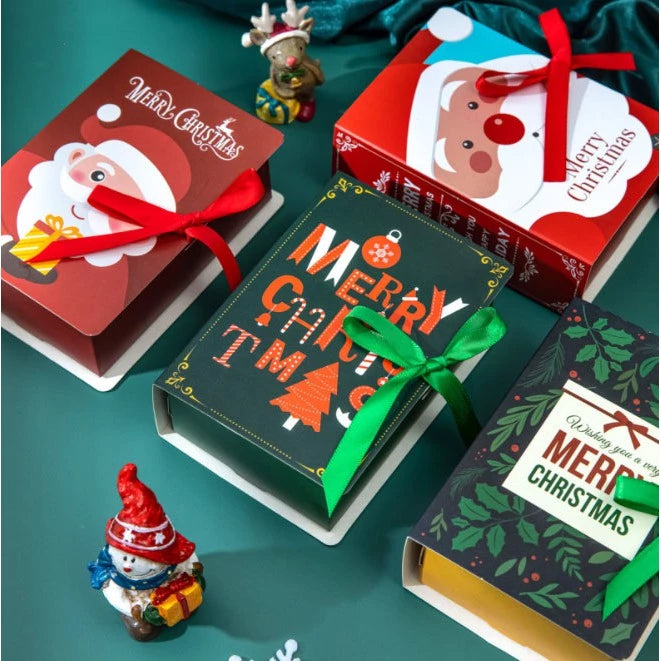 Book Shape Merry Christmas Candy Bag Xmas Santa Claus Gift Box Christmas Candy Box