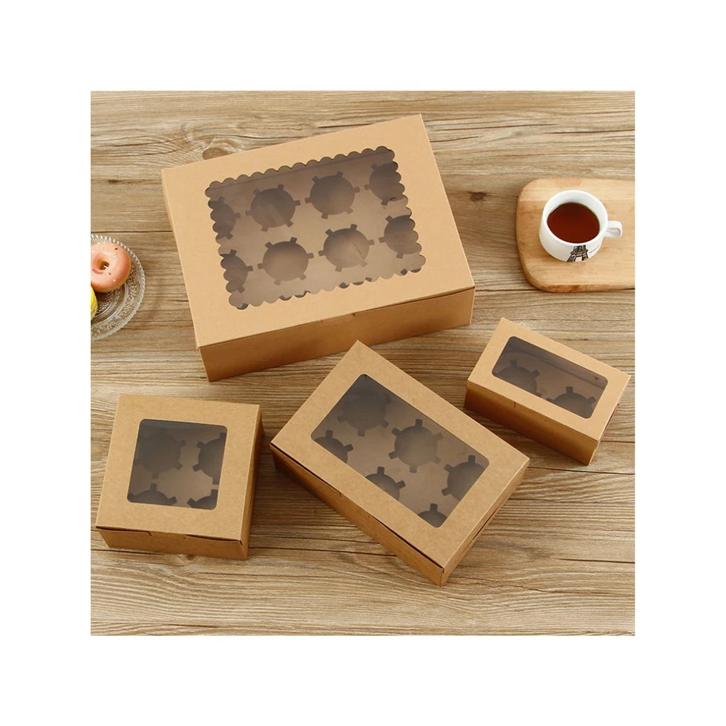 Cupcake/Muffin/Pastry WHITE/BROWN Box NO HANDLE/ WITH INNER Packaging case(2, 4, 6, 12 holes)