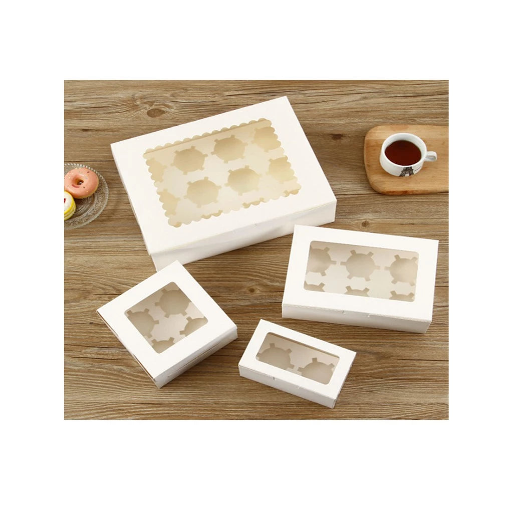Cupcake/Muffin/Pastry WHITE/BROWN Box NO HANDLE/ WITH INNER Packaging case(2, 4, 6, 12 holes)
