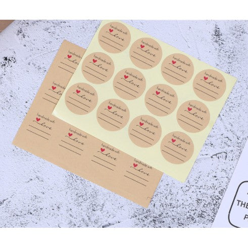 (20 Sheets) Handmade stickers Thankyou / Hand Made Sticker Round, Rectangle
