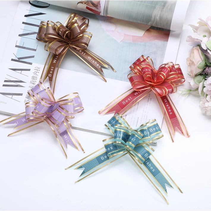 (10pcs) Hand-pulled "BEST WISHES" bows Ribbon gift & wrapping flower ribbon