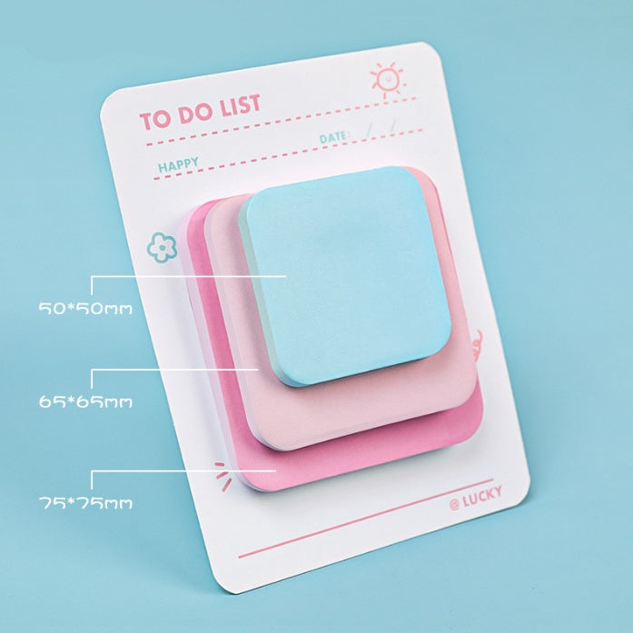 3 Size Square Sticky Notes Creative Paste able 3 Color Paper Memo Pads