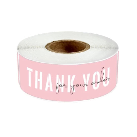 120pcs/Roll Thank You Sticker Rectangle for Label Designs
