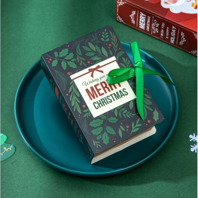 Book Shape Merry Christmas Candy Bag Xmas Santa Claus Gift Box Christmas Candy Box