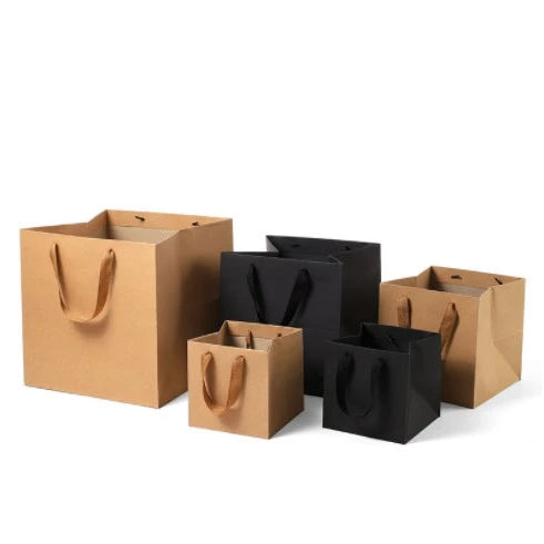 Square Brown/Black cake box Kraft Paper Bag Plain Handbag Gift takeaway Bag Paper bag