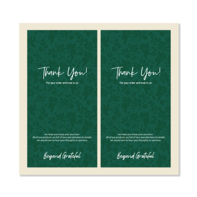 Rectangular green leaf stickers gift box sealed sticker / Rectangle Thankyou gift card