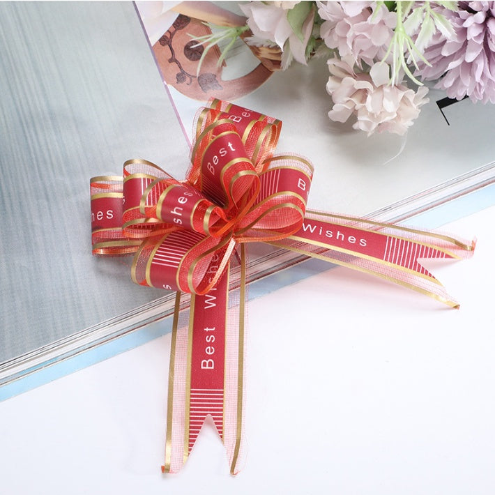 (10pcs) Hand-pulled "BEST WISHES" bows Ribbon gift & wrapping flower ribbon